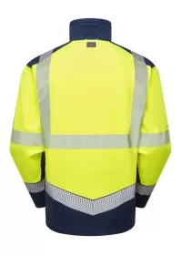 Personalised Hi Vis Softshell Jacket Leo EcoViz Rear Yellow