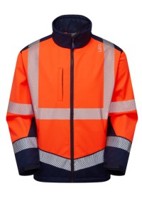 Personalised Hi Vis Softshell Jacket Leo EcoViz Orange Front
