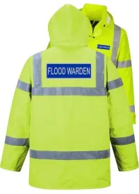 Flood Warden Pre Printed Coat Yellow