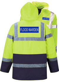 Flood Warden Pre Printed Coat Yellow/Blue