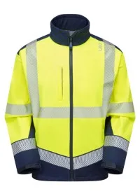 Personalised Hi Vis Softshell Jacket Leo EcoViz Front Yellow