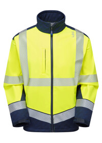 Personalised Hi Vis Softshell Jacket Leo EcoViz Front Yellow