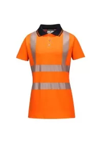 Orange/Black Ladies Hi Vis Polo Shirt Portwest LW72