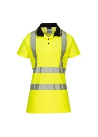 Yellow/Black Ladies Hi Vis Polo Shirt Portwest LW72