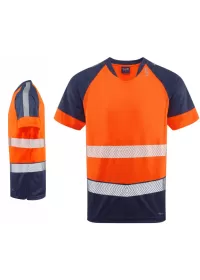 Two Colour Hi Vis T-Shirt Leo EcoViz T16 Orange Front