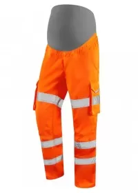 Leo Hi Vis Maternity Cargo Trouser Orange Front CM01