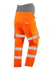Leo Hi Vis Maternity Cargo Trouser Orange Rear CM01