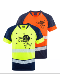 Two Colour Hi Vis T-Shirt Leo EcoViz T16 Yellow/Orange.