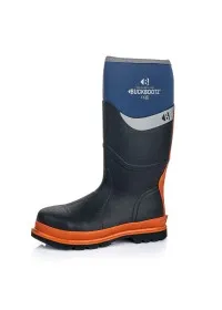 Buckbootz Blue and Orange Trim Safety Wellington BBZ6000