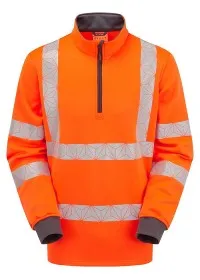 Pulsar Orange Hi Vis REACT Quarter Zip RCT805 Front