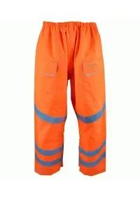 Orange Waterproof Rail Overtrousers With Pockets