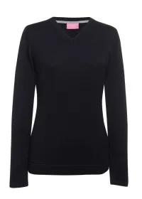 2307 Women's V-Neck Jumper Black Front