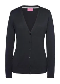 2309 Women's V-Neck Cardigan Black Front