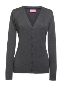 2309 Women's V-Neck Cardigan Charcoal Front
