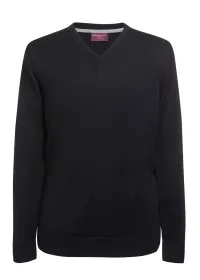 7818 Men's V-Neck Jumper Black Front