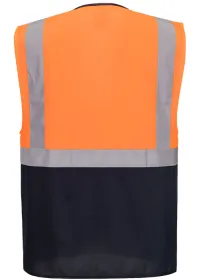 ES076 Hi-Vis Contrast Executive Vest Ora/Navy REAR