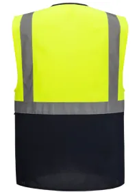 ES076 Hi-Vis Contrast Executive Vest Yel/Navy Rear