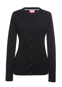 2308 Women's Crew-neck Cardigan Black Front