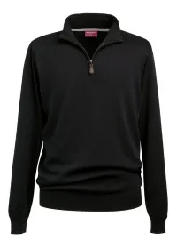 7898 Men's 1/4 Zip Jumper Black Front