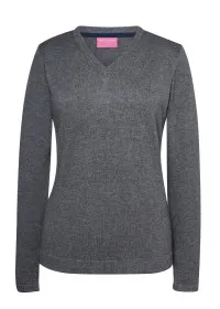 2307 Women's V-Neck Jumper Charcoal Front