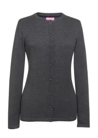 2308 Women's Crew-neck Cardigan Charcoal Front