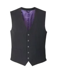 1074 Busso Mens Waistcoat Charcoal pin Stripe Front