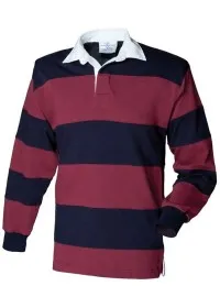 FR08M Striped L/S rugby shirt Burgundy/Navy