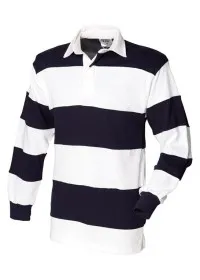 FR08M Striped L/S rugby shirt White/Navy