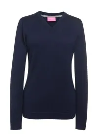2307 Women's V-Neck Jumper Navy Front