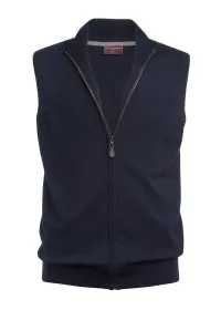 4372 Knitted Zip Gilet Navy Front