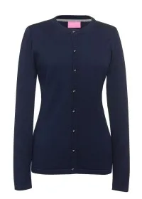 2308 Women's Crew-neck Cardigan Navy Front