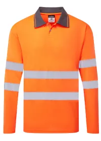 ES277 Essential Long Sleeve Hivis Polo Orange Front