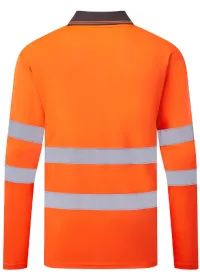 ES277 Essential Long Sleeve Hivis Polo Orange Rear
