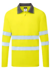 ES277 Essential Long Sleeve Hivis Polo Yellow Front