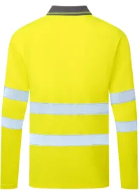 ES277 Essential Long Sleeve Hivis Polo Yellow Rear