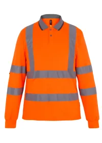 Regatta Hi Vis Pro Contract Long Sleeve Polo TRS324 Orange Front