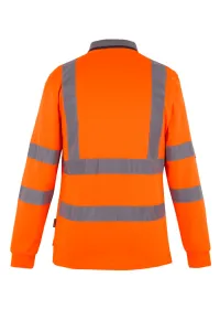 Regatta Hi Vis Pro Contract Long Sleeve Polo TRS324 Orange Rear