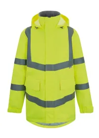Regatta Hi-Vis Pro Contract Dover Parka Jacket TRW600 Yellow Front