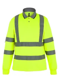 Regatta Hi Vis Pro Contract Long Sleeve Polo TRS324 Yellow Front