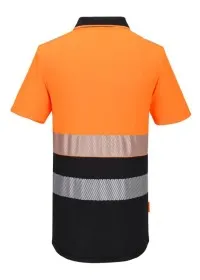 DX435 - DX4 Hi-Vis Zip Class 1 Polo Shirt S/S ORANGE/BLACK REAR