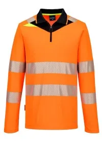 Portwest DX4 Hi-Vis Zip Long Sleeve Polo DX419 orange front