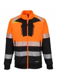 Portwest DX4 HiVis Zipped Sweatshirt DX490 orange/black front