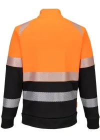 Portwest DX4 HiVis Zipped Sweatshirt DX490 orange/black rear