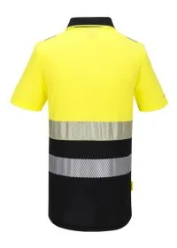 DX435 - DX4 Hi-Vis Zip Class 1 Polo Shirt S/S YELLOW/BLACK REAR