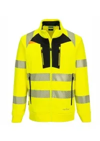 Portwest DX4 Hi-Vis Zipped Sweatshirt DX477 yellow/black front