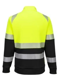 Portwest DX4 HiVis Zipped Sweatshirt DX490 yellow/black rear