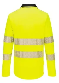 Portwest DX4 Hi-Vis Zip Long Sleeve Polo DX419 yellow rear