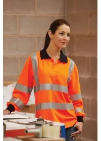 Hi vis long sleeved polo shirt