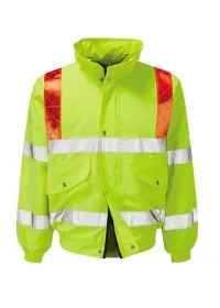 Hi Vis Bomber Bomber Jacket with red Braces