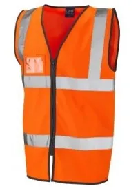 Orange Zip Front Hi Vis Vest with ID Pocket